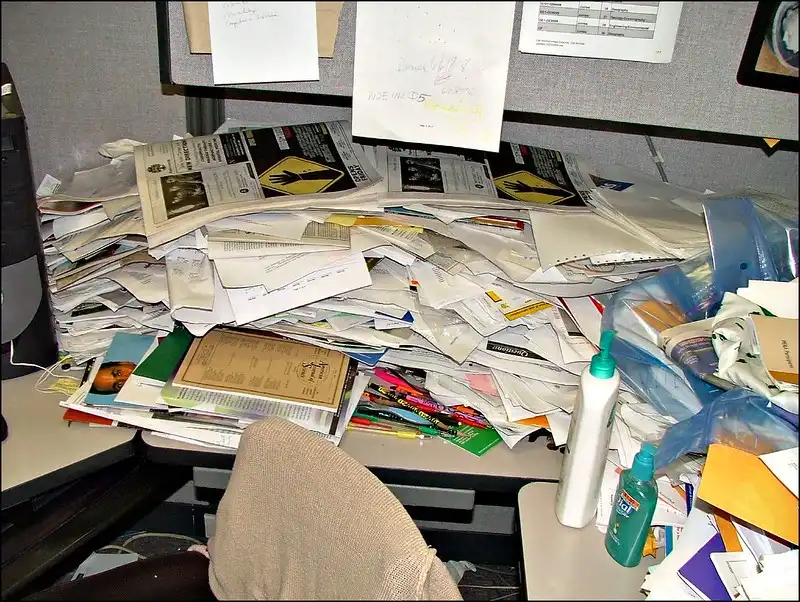 photo of a messy desk