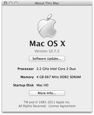 screenshot of about this mac